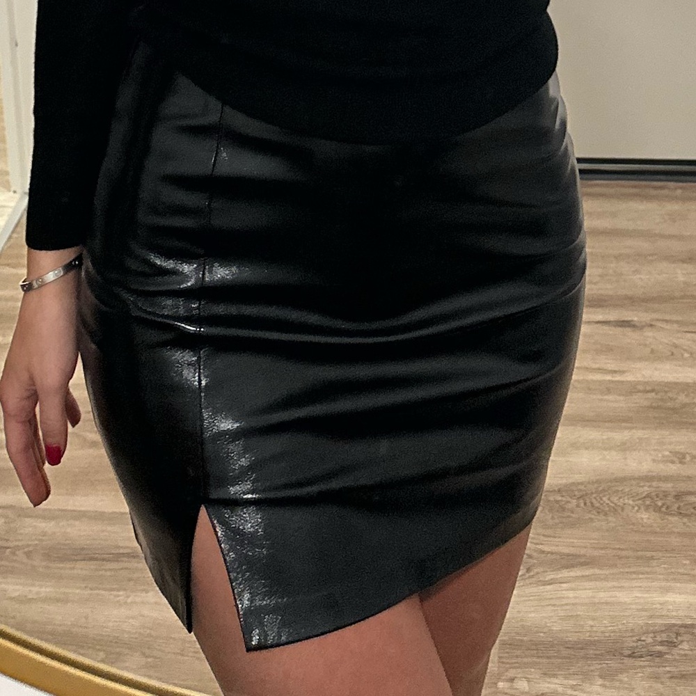 Topshop mini faux leather skirt